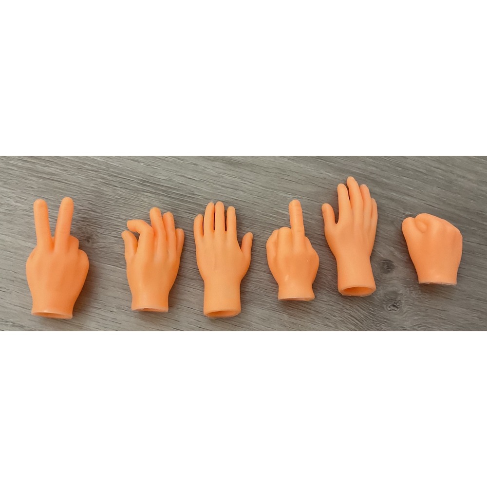 Tiny Finger Hands Puppet Set 6pc Miniature Rubber Novelty Gag Gift Peach Tone